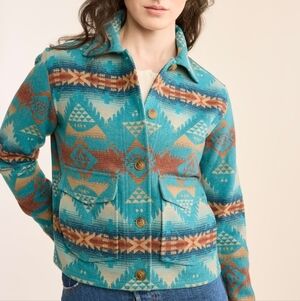 Pendleton Turquoise & Rust Geometric Wool Jacket